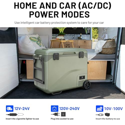 Image of GS50W Portable Wheeled Car Freezer,54Quart 12V Car Refrigerator with Dual Zone,Electric Compressor Cooler -4℉~68℉ for Camping, RV, Truck, Travel, Outdoor