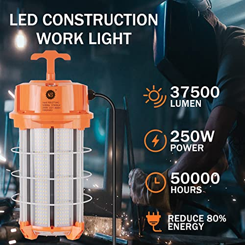 250W Led Temporary Work Light 37,500 Lumens Construction Lights 5000K Portable High Lumen Super Bright Durable Job Site Lighting With On/Off Button For Indoor And Outdoor Area Lighting #TOP1