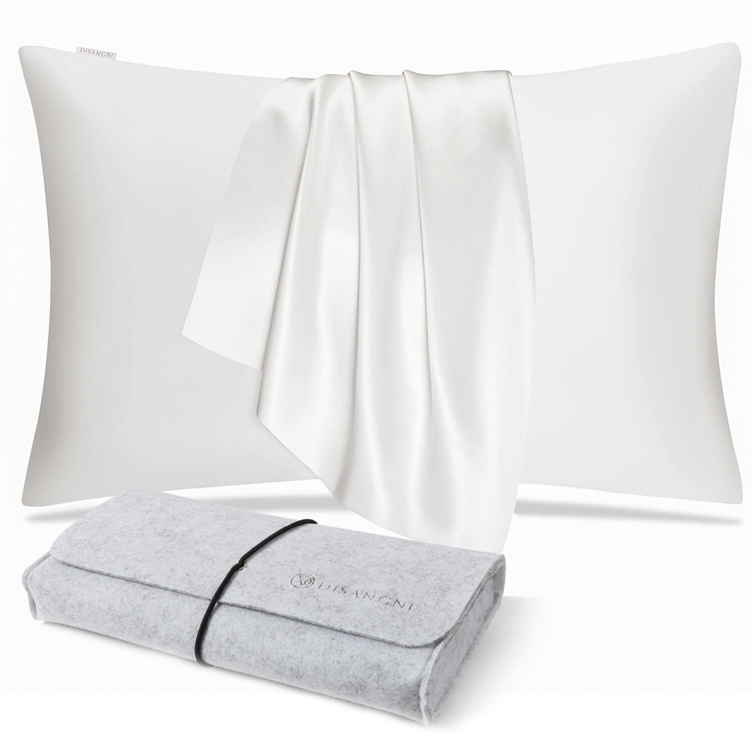 DISANGNI 100% Natural Mulberry Silk Pillow case for Hair and Skin with Hidden Zipper 22 Momme Both Sides Real Silk Pillow Case (1pc 50x75cm
