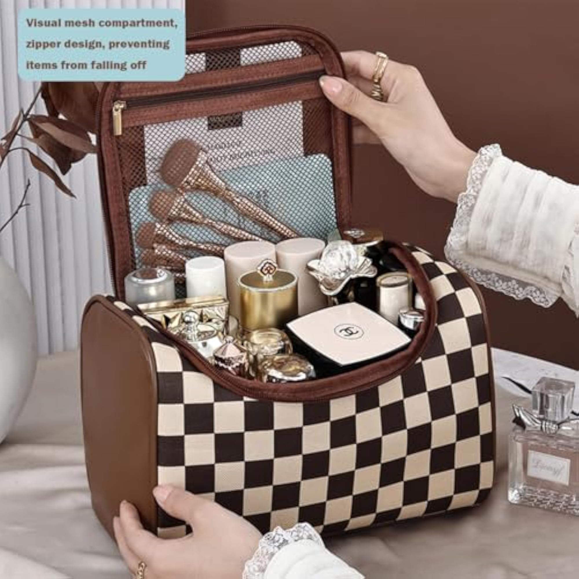 Portable Makeup Train Case, Travel Toiletry Bag