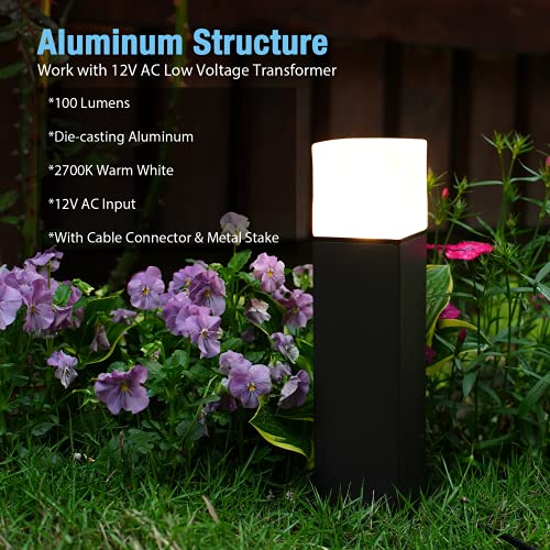 Goodsmann Landscape Lighting Low Voltage Path Lights 16Pk 2W Led 100 Lumen Outdoor Landscape Lights Warm White 12V Ac With Metal Stake Cable Connector （8Pk Round Light With 8Pk Square Light #TOP5