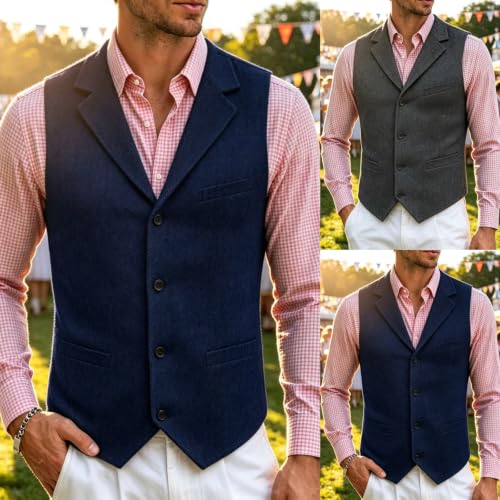 Chaleco de traje de lana para hombre de corte regular gris 2