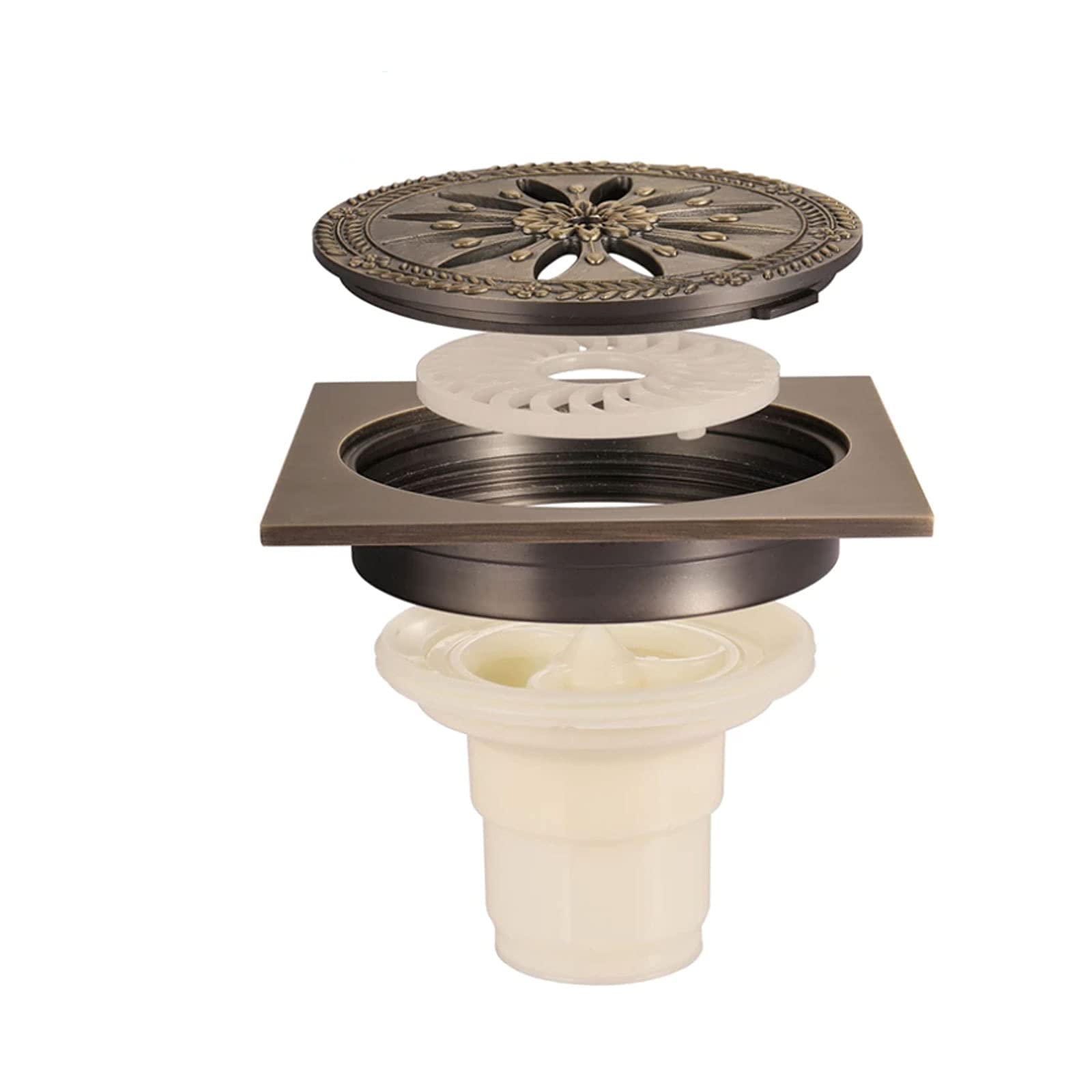 Drain de sol de douche carré en laiton avec couvercle amovible pour garage et maison