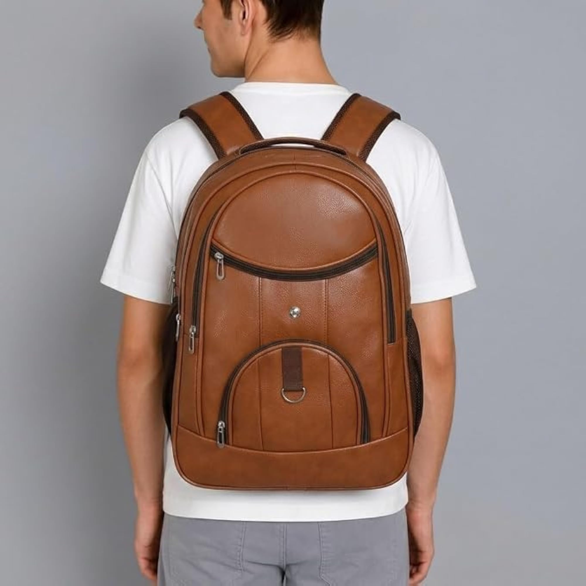 Leather Backpack with Multiple Compartments