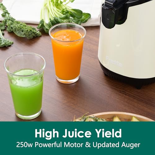Image of Cold Press Juicer,Fretta Juicer Machines with American-Sourced PCTG Material and 5.3 inch Extra Large Feed Chute,Fit Whole Fruits & Vegetables,BPA Free 250W(Silver,1.8L)