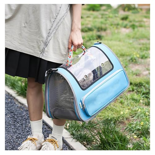 猫 キャリー 通気性と耐久性、折り畳み ペットキャリーバッグ 耐荷重7kg 猫キャリーケース 大型猫・小型犬用,Blue