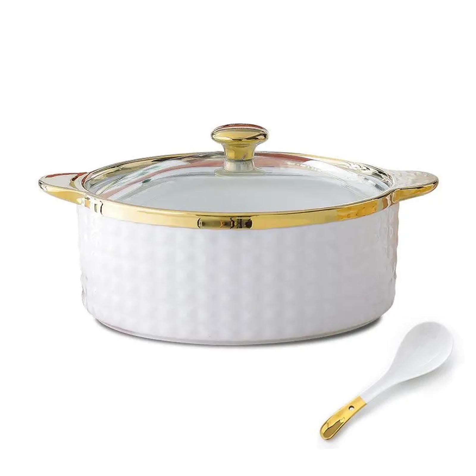 Soupière en céramique avec louche à Soupe, Bol de Service à Double poignées, Bol à Soupe allant au Micro-Ondes pour la Cuisine de la Maison du Restaurant,A