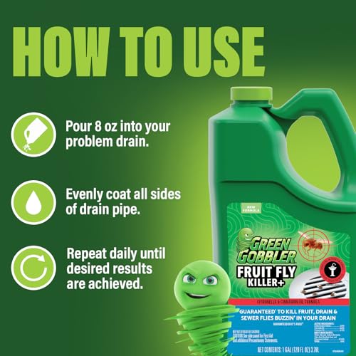 Green Gobbler Fruit Fly Goodbye Gel Drain Treatment | Killer Flies & Eliminator (1 Gallon)