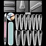U-Shinein Dual Nail Forms Set for Nail Extension Gel, Stiletto Nail Mold Forms Long Nail Gel Forms for Acrylic UV Nails Clear with nail file