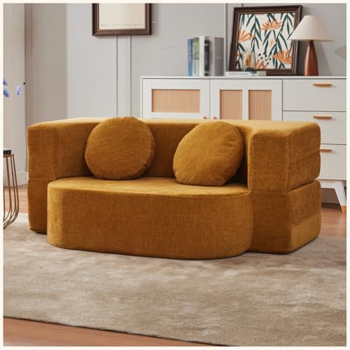 Sofá de compresión plegable, sofá modular de tela tejida, cama seccional para sala de estar, diseño compacto, solución que ahorra espacio