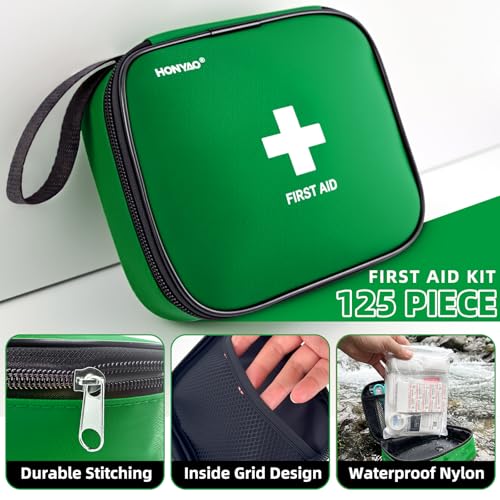 HONYAO Mini First Aid Kit 125 Pcs, Portable Survival Kits, Emergency Compact First Aid Bag - Safety Essentials for Travel Camping Car Home Office Workplace Kids Hiking Motorbike Holiday Cycling - Image 5