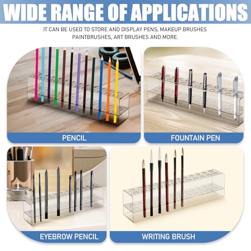 Acrylic Pen Display Stand, 24 Slots Pen Holder for Storage, Clear Paint Brush Holder, Acrylic Pen Organizer for Home Office Desk Store Supplies (24 Slots) - Image 6