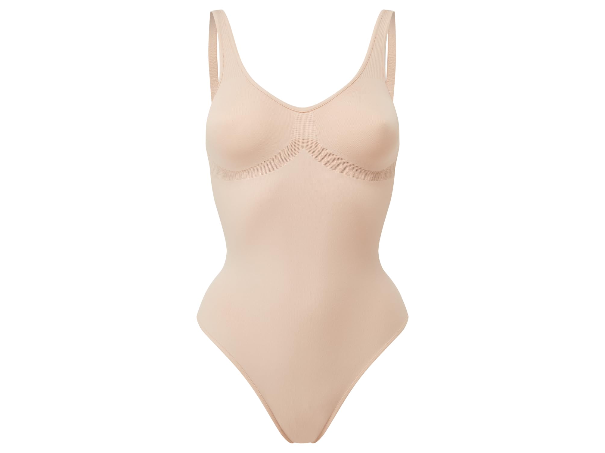 Heist Shapewear, Contour - The Thong Body, Seamless, Firm Control Shaping Thong Body (Almond, 12-14)