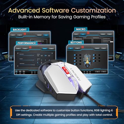 Image of Portronics Vader X USB Wired Programmable Gaming Mouse, Upto 12800 Adjustable DPi, 7 Button Control, Upto 10 Million Click, Ultra-Responsive 7000fps, RGB Lights, 1000Hz Polling Rate (Black)