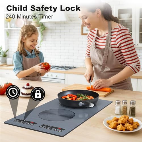 Image of VBGK induction cooktop,110V 2300W double burner hot plate with LED touch control, 9 Power Levels, Kids Lock & Timer, OverheatProtection,2 burner induction cooktop