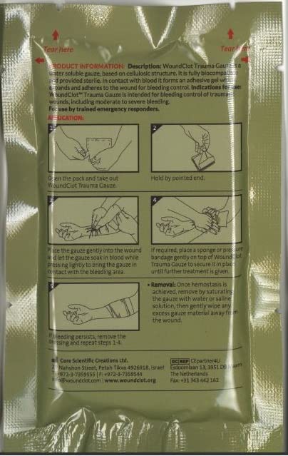Gasa Hemostática WoundClot trauma gauze (20cm x 30cm)