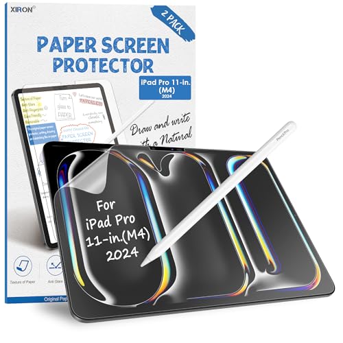 XIRON 2 PACK Paper Screen Protector for iPad Pro 11 inch (M4) 2024, Matte PET Film for iPad Pro 2024 11-Inch, Write and Draw Like on Paper, Anti-Glare Screen Protector
