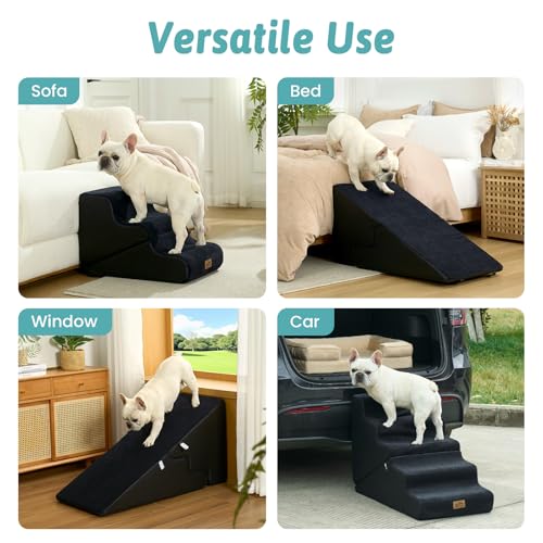Image of COZY KISS Dog Stairs for Small Dogs, 5-Step 2-in-1 Dog Steps,22.4 inch H