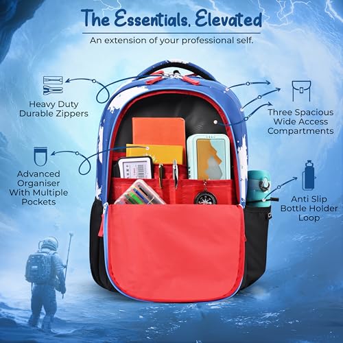 Image of Gear Lost In Space 17 inch /30L Large Water Resistant School Bag | Casual Backpack | Daypack | Travel Backpack | Kids Bag for Boys /Girls (Blue - Red)