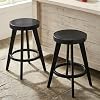 chairus 24" Black Backless Bar Stools Set of 2 Rustic Counter Height Stool with Round Seat Wooden Bar Chairs for Restaurant, Bistro Bar and Home Dining