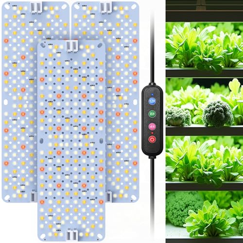 LED-Pflanzenlichtstreifen, CUPAN Vollspektrum-Wachstumslichter für Zimmerpflanzen mit Auto ON & Off Timer, 10 dimmbare Stufen, 144 LEDs Pflanzenwachstumslampen 3er Pack 12 ANPSSSEN 3er-Pack LED Pflanzenlampe, 576 LEDs Vollspektrum Pflanzenlicht für Zimmerpflanzen, Pflanzenpanel mit Daisy-Chain-Funktion, 4/8/12H Timer, Wachstumslampe für Anzucht, Gemüse und Blüte