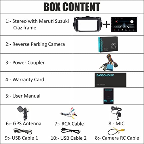 Image of 9 Inches Advanced Car Radio Receiver Android System for Maruti Ciaz with 2GB /32GB RAM & ROM, Gorilla Glass /Full HD Display /WiFi /GPS /Steering Wheel Connectivity and HD Parking Camera