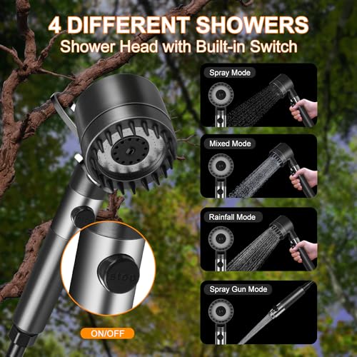 Enhanced-Portable-Camping-Shower-4-Spray-Modes-with-Filtered-Shower-Head-5000mAh-Rechargeable-Electric-Pump-Intelligent-Digital-Display-Easy-Setup-for-Camping-Hiking-Traveling-Washing