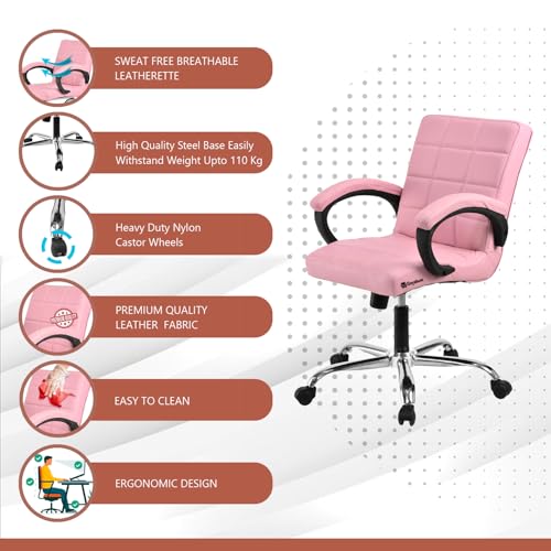 Image of GOYALSON Comfortable Revolving Office Chair Adjustable Swivel Chair with Padded Seat & Backrest for Home Office (1, Pink, Standard)