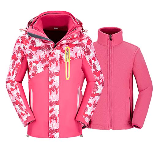 FARVALUE Kid's Winter 3 in 1 Rain Jacket Warm Waterproof Windproof Hooded Ski