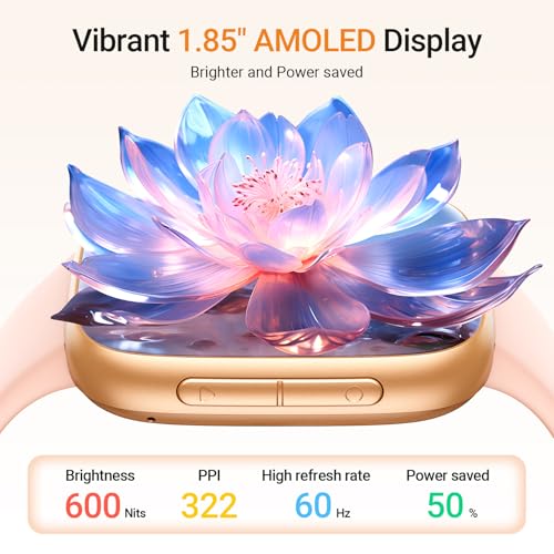 Image of Fitpolo Smart Watch for Women - 1.85″ AMOLED Touch Display, Heart Rate + SPO₂ Monitor, Sleep Tracking, Bluetooth Calling, 3ATM Waterproof, Fitness Tracker for iPhone /Android Phones,2 Bands