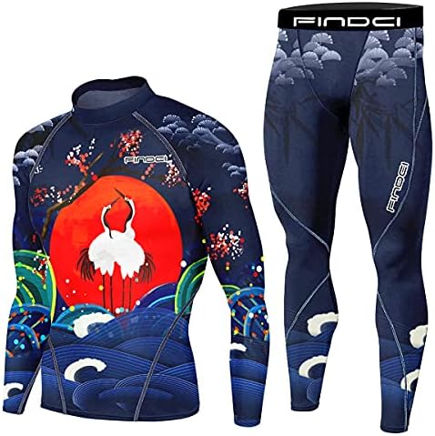 Findci Men's Compression Sportswear Suits Gym Tights Training Boxing Rugby Clothing Jogging Sports Set Running Rashguard Tracksuit (FX345643)