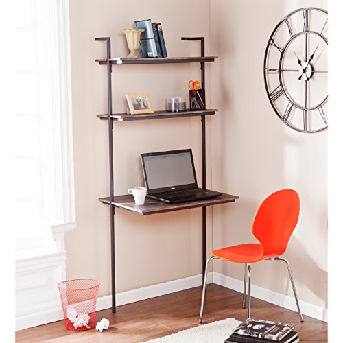 Sei Furniture Holly & Martin Haeloen Wall Mount Desk, 30", Burnt Oak And Gunmetal Gray #TOP5