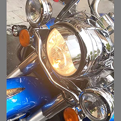 Httmt Mt325-014-Cd(Visor) Chrome 7 Inches Headlight Visor Compatible With Kawasaki Vulcan Vn 1500 1600 Suzuki Intruder Boulevard #TOP1