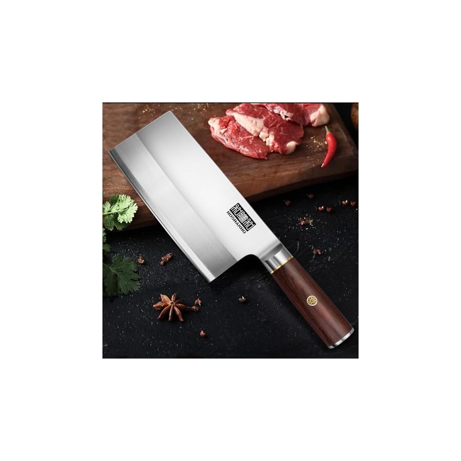 Ultra-Sharp-Cleaver-Knife-Powder-Steel-and-High-Carbon-Steel-Chinese-Cleaver-Knife-Butcher-Knife-with-Wooden-Handle-Meat-Cleaver-for-Home-and-Restaurant HOSHANHO Ultra Sharp Cleaver Knife, Powder Steel and High Carbon Steel Chinese Cleaver Knife, Butcher Knife with Wooden Handle, Meat Cleaver for Home and Restaurant