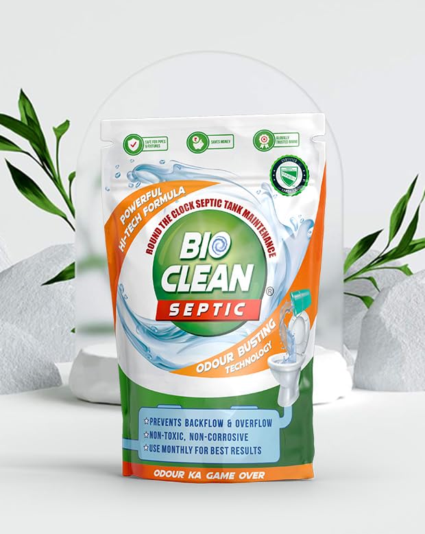 Organica Biotech Bioclean Septic Tank Cleaner and Odor Remover, Natural and Effective Bacteria Powder (Single Pack-250 gm)
