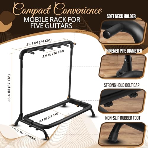 Flexzion Support de 5 guitares – Construction en métal – Support pliable pour 5 guitares avec tube en mousse rembourré pour guitares électriques, acoustiques, classiques et basses - Les Beatles, Paul McCartney, John Lennon, RIngo Starr, George Harrison Flexzion Support de 5 guitares – Construction en métal – Support pliable pour 5 guitares avec tube en mousse rembourré pour guitares électriques, acoustiques, classiques et basses – Image 7