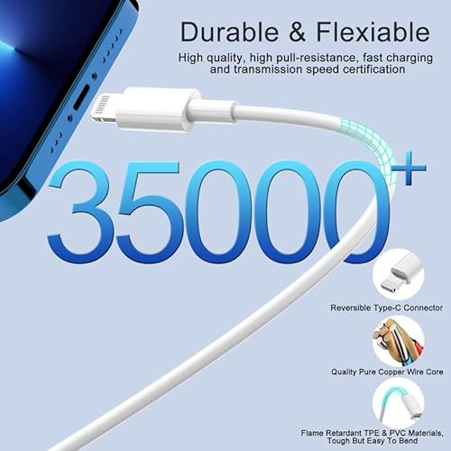 5Pack(3/3/6/6/10Ft) 20W Apple Usb C To Lightning Cable Type C Fast Charging Cable 【Apple Mfi Certified】 Usb-C Iphone 14 Fast Charger Cord For Iphone 13 12 11/Mini/Pro/Promax/Ipad 8/Airpods Pro - White #TOP4