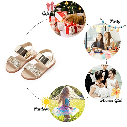 Image of Felix & Flora Toddler Girl Sandals - Little Girl Easter Dress Shoes Lightweight Open Toe Beach Holiday Flats