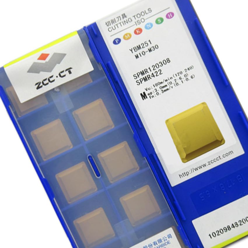 Tool Part for SPMR090308 YBC251/SPMR120304 YBC251/SPMR120308 YBC251/SPMR120304 YBM251/SPMR120308 YBM251 CNC Inserts 10pcs/Box - (Angle: SPMR120308 YBC251 / Shank Diameter: 100pcs (10 Box))
