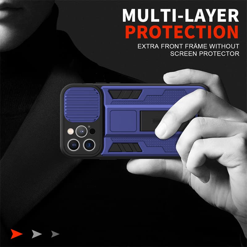 Cover per iPhone 13 Pro Max, Antiurto Custodia in TPU Protettiva Case con Supporto Compatibile con iPhone 13 Pro Max 6.7 [con Scorrevole Fotocamera Proteggi] [Sostegno Supporto per Auto Magnetico