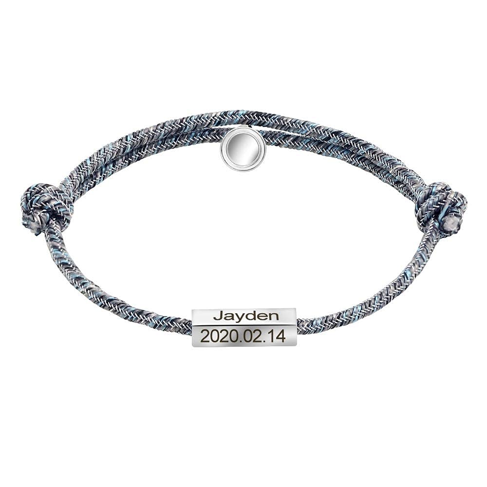 Pulsera Personalizada 1 par Pulsera de Nombre Personalizada La Promesa del imán de Amor Eterno se atrae Entre sí, Parejas de Acero estañado, Pulsera grabada (Color : 1 Pair)