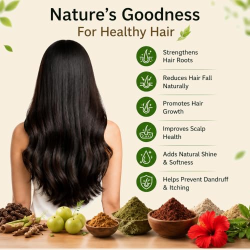 Image of Amla Reetha Shikakai Bhringraj Hibiscus Powder 500g | 100% Natural Ayurvedic Hair Care Combo Pack for Hair Growth, Anti Hair Fall, Dandruff Control & Healthy Shiny Hair