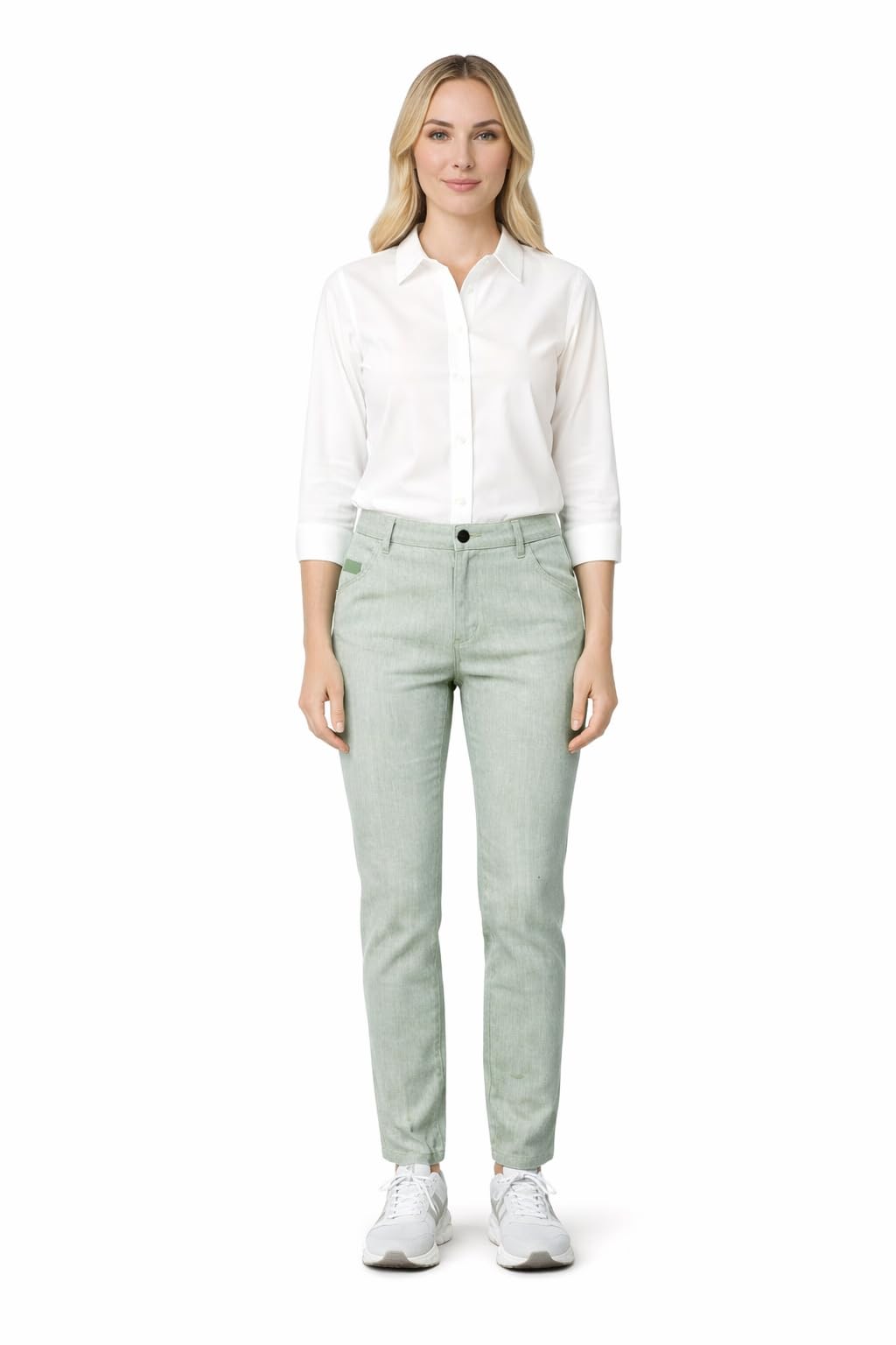 Pantalone Donna Regular Fit, 98% Cotone 2% Elastan, Made in Italy