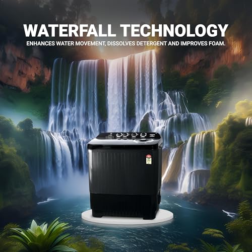 Image of ONIDA 12 Kg 5 Star Semi-Automatic Top Loading Washing Machine (S12GS1, Black, Cyclone Pulsator, Waterfall Technology)