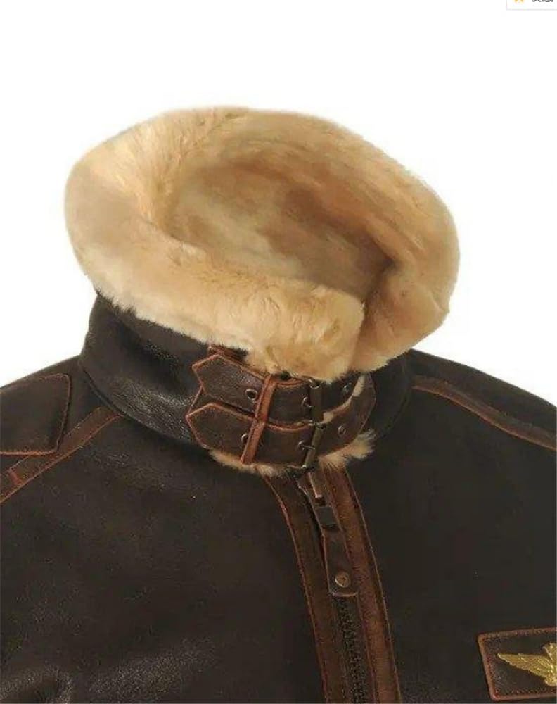SUCADA Kältejacke Herren Winter Plus Samtverdickung Fleecejacke Herren Slim Fit Retro Kunstlederjacke Herren Outdoor Casual Warm Langarm Jacke Herren
