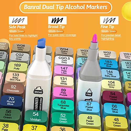 Banral 120 Colors Alcohol Markers, Dual Tip Alcohol Based Art Markers Set Pens For Artists Kids Adults, Permanent Drawing Markers For Adult Coloring Sketching Illustration With Case And Holders #TOP2