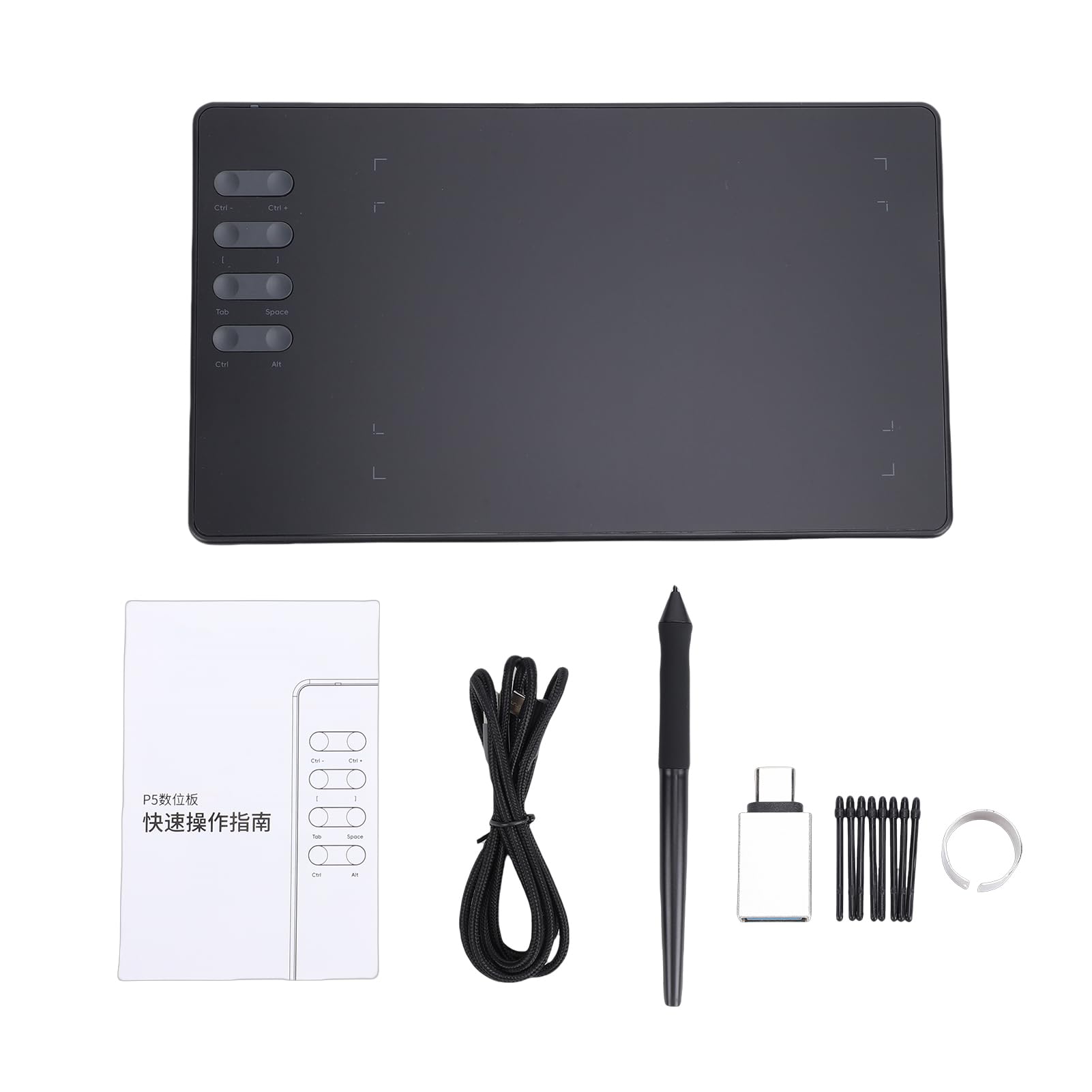 Irfora Tableta de Dibujo, Teclas de Acceso Directo Personalizables, Tableta Dibujo Gráfico, área Activa 195x122mm para Artistas Digitales Win/Mac/ (P5)