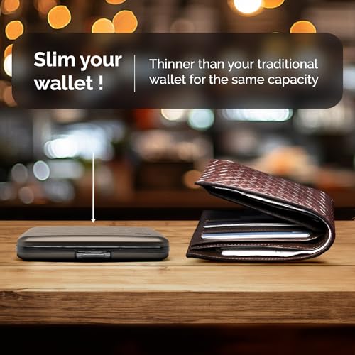 Image of OGON -DESIGNS- Aluminum wallet, Large capacity with metal lock, RFID Protection against fraud and demagnetization, Smart Case OSLO Large model