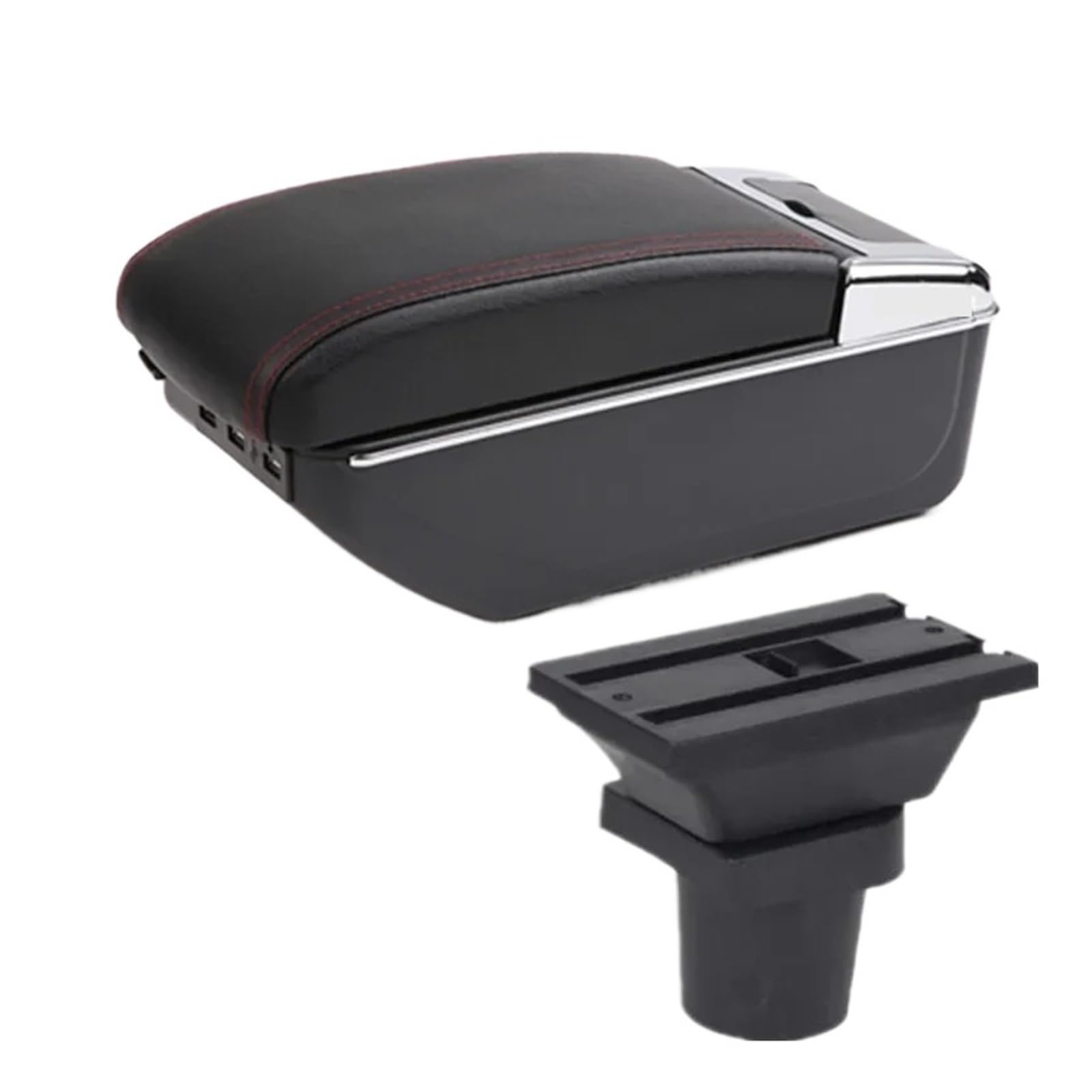 UMDJJU For Focus Mk1 Armrest Box Car Center Storage Interior Retrofit Accessories Car Centre Console Armrest Box(D1 red line 7USB)