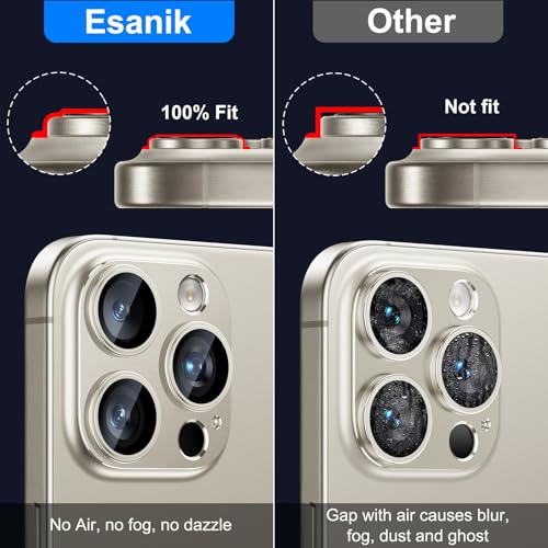 Image of Esanik 2 Pack for iPhone 15 Pro /iPhone 15 Pro Max Camera Lens Protector (Natural Titanium)